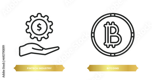 two editable outline icons from cryptocurrency concept. thin line icons such as fintech industry, bitcoins vector.