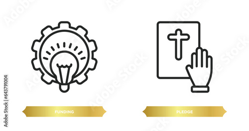 two editable outline icons from crowdfunding concept. thin line icons such as funding, pledge vector.