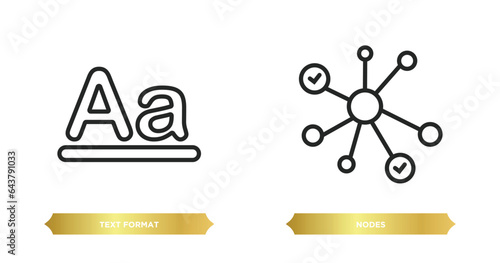 two editable outline icons from content concept. thin line icons such as text format, nodes vector.