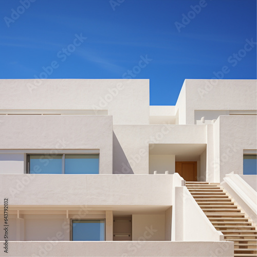 hotel facade,modern minimal ,color white and sand