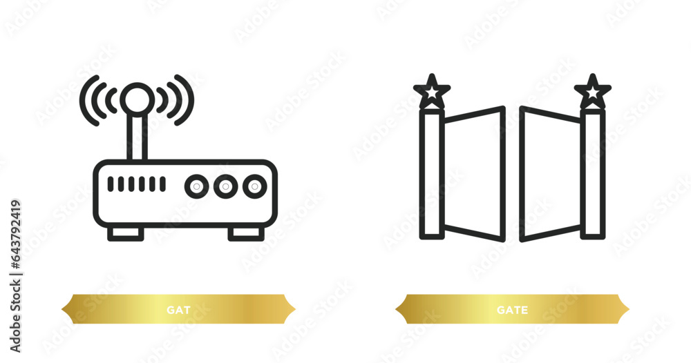 two editable outline icons from city elements concept. thin line icons such as gat, gate vector.