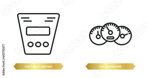 two editable outline icons from car parts concept. thin line icons such as car fascia (british), car dashboard vector.