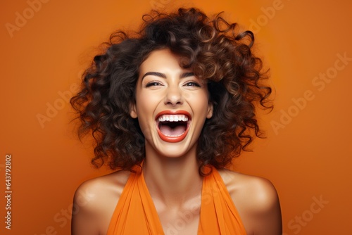 Confident and cheerful woman laughs out loud   Generative AI © Kay