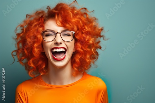 Confident and cheerful woman laughs out loud | Generative AI