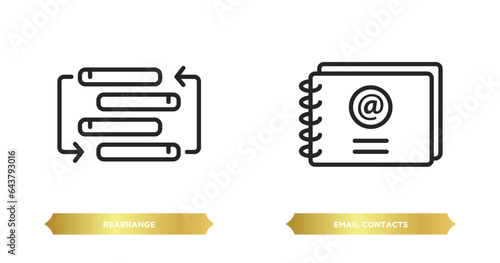 two editable outline icons from business concept. thin line icons such as rearrange, email contacts vector.