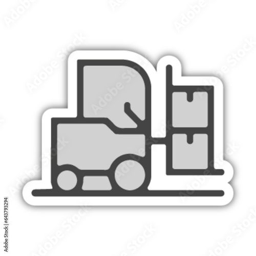 Pictogramme icones et logo chariot elevateur logistique bleu gras relief ombre gris