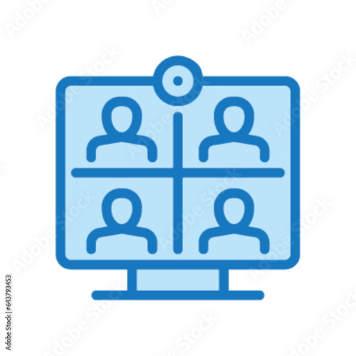 Pictogramme icones et logo conference vision camera travail bleu gras