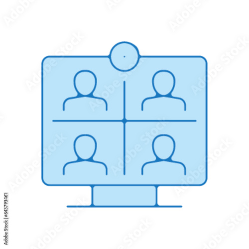 Pictogramme icones et logo conference vision camera travail bleu