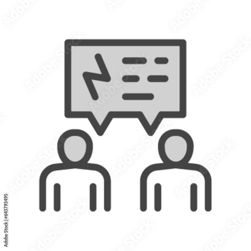 Pictogramme icones et logo conversation travail conflit bleu gras gris