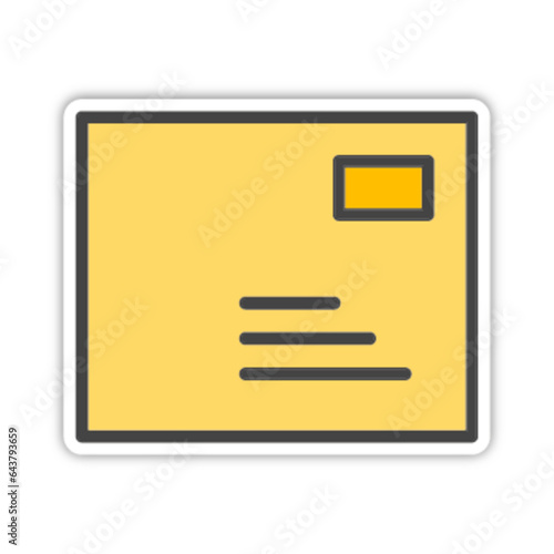 Pictogramme icones et logo courrier mail enveloppe couleur jaune relief