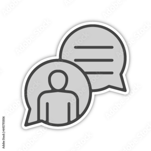 Pictogramme icones et logo echange message texte bleu epais relief gris