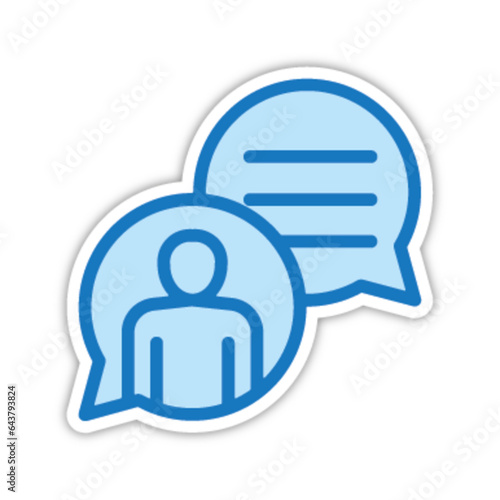 Pictogramme icones et logo echange message texte bleu epais gras relief