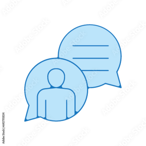 Pictogramme icones et logo echange message texte bleu fin