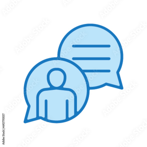 Pictogramme icones et logo echange message texte bleu epais
