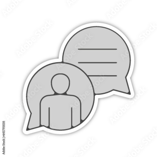 Pictogramme icones et logo echange message texte bleu fin relief gris