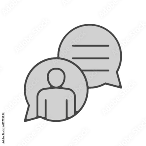 Pictogramme icones et logo echange message texte bleu gris
