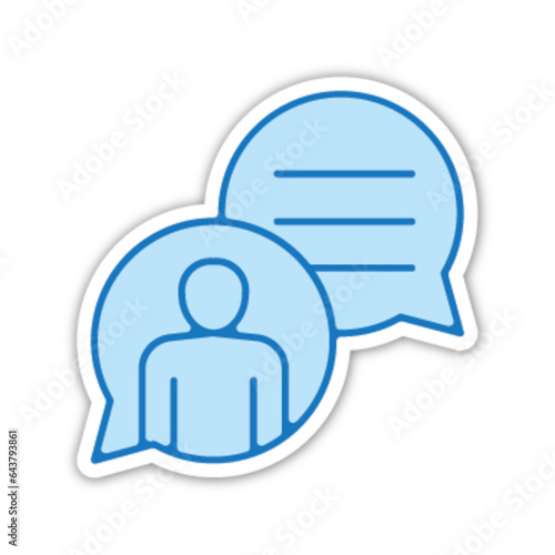 Pictogramme icones et logo echange message texte bleu relief