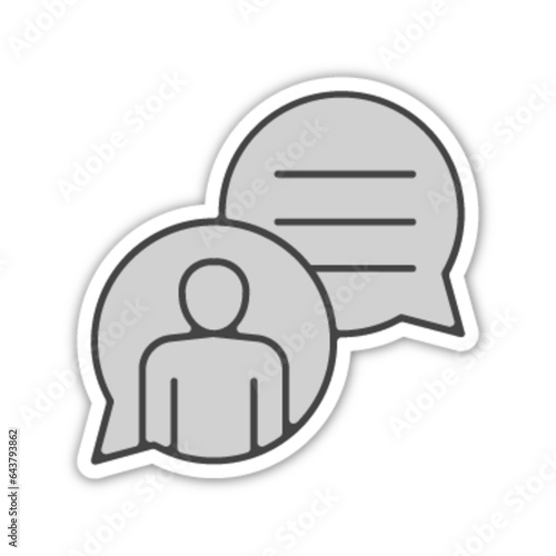 Pictogramme icones et logo echange message texte bleu relief gris