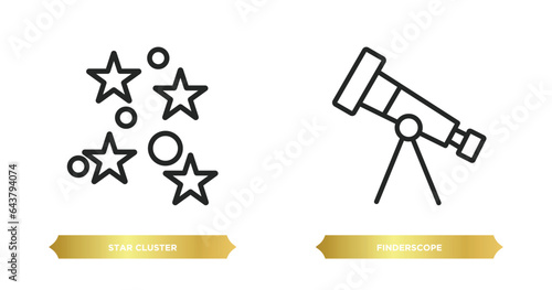 two editable outline icons from astronomy concept. thin line icons such as star cluster, finderscope vector. photo