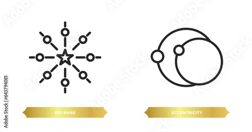 two editable outline icons from astronomy concept. thin line icons such as big bang, eccentricity vector.