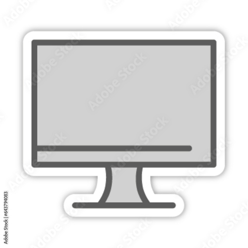 Pictogramme icones et logo ecran ordinateur bureau bleu epais relief gris