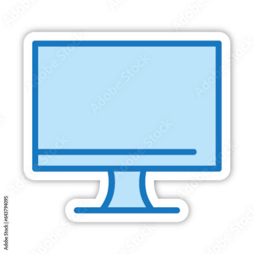Pictogramme icones et logo ecran ordinateur bureau bleu epais relief