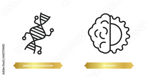 two editable outline icons from artificial intellegence concept. thin line icons such as genetic modification, deformity vector.