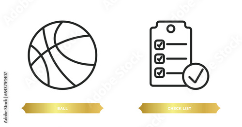 two editable outline icons from artificial intellegence concept. thin line icons such as ball, check list vector.
