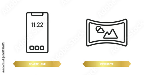 two editable outline icons from artificial intellegence concept. thin line icons such as smartphone, immersive vector.