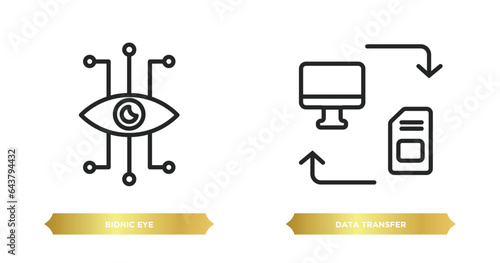 two editable outline icons from artificial intellegence concept. thin line icons such as bionic eye, data transfer vector.