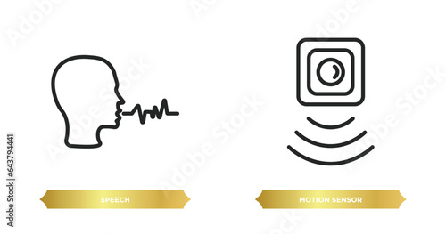 two editable outline icons from artificial intellegence concept. thin line icons such as speech, motion sensor vector.