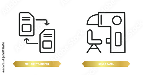 two editable outline icons from artificial intellegence concept. thin line icons such as memory transfer, sensorama vector.