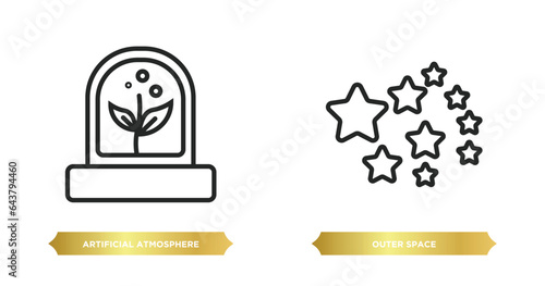 two editable outline icons from artificial intellegence concept. thin line icons such as artificial atmosphere, outer space vector.
