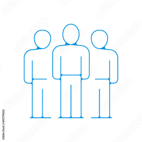 Pictogramme icones et logo equipe travail groupe fin bleu