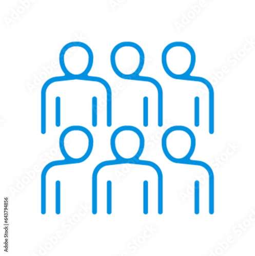 Pictogramme icones et logo groupe travail trace epais bleu