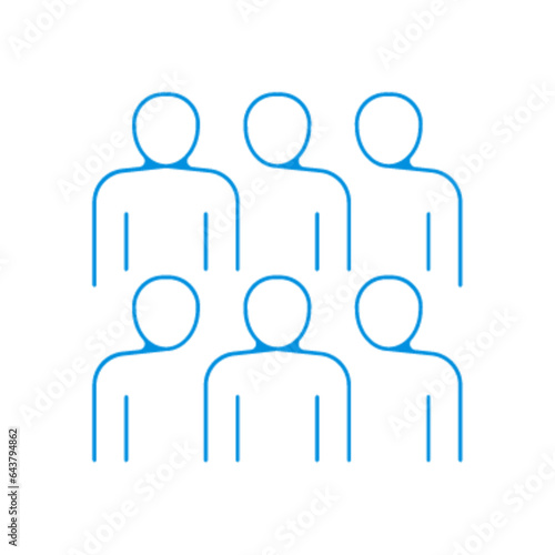 Pictogramme icones et logo groupe travail trace fin bleu