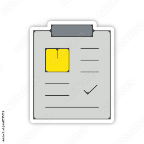 Pictogramme icones et logo liste a cocher notes couleur gris jaune relief