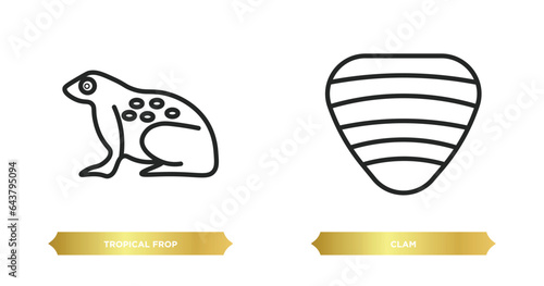 two editable outline icons from animals concept. thin line icons such as tropical frop, clam vector. photo