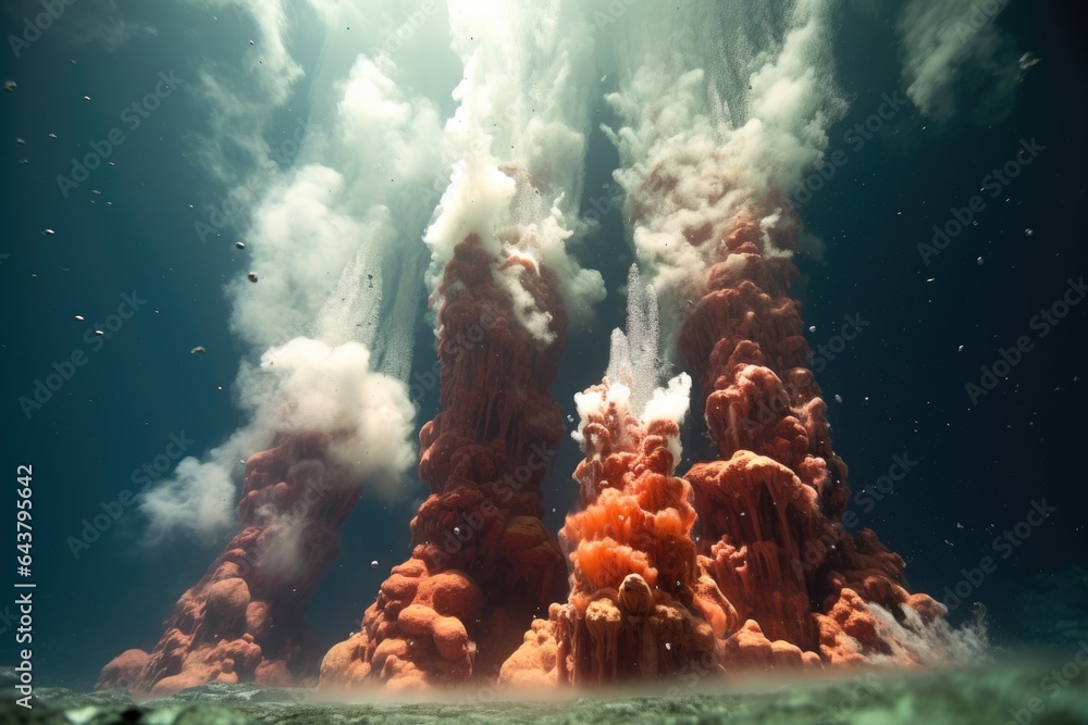 wide-angle shot of multiple hydrothermal vents