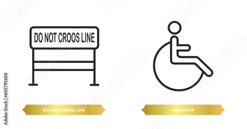 two editable outline icons from alert concept. thin line icons such as do not cross line, handicap vector.