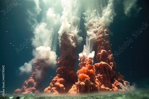 wide-angle shot of multiple hydrothermal vents photo