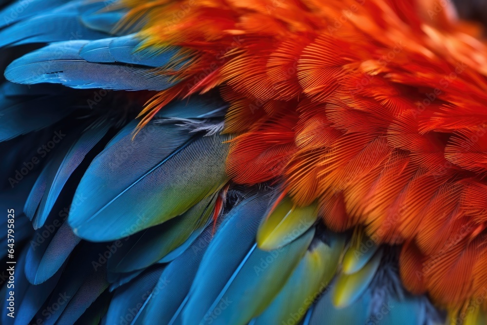 Obraz premium macro shot of parrots feathers during preening process