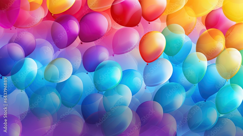 a bunch of balloons floating in the air with a rainbow background. generative ai a bunch of balloons floating in the air with a rainbow background. generative ai