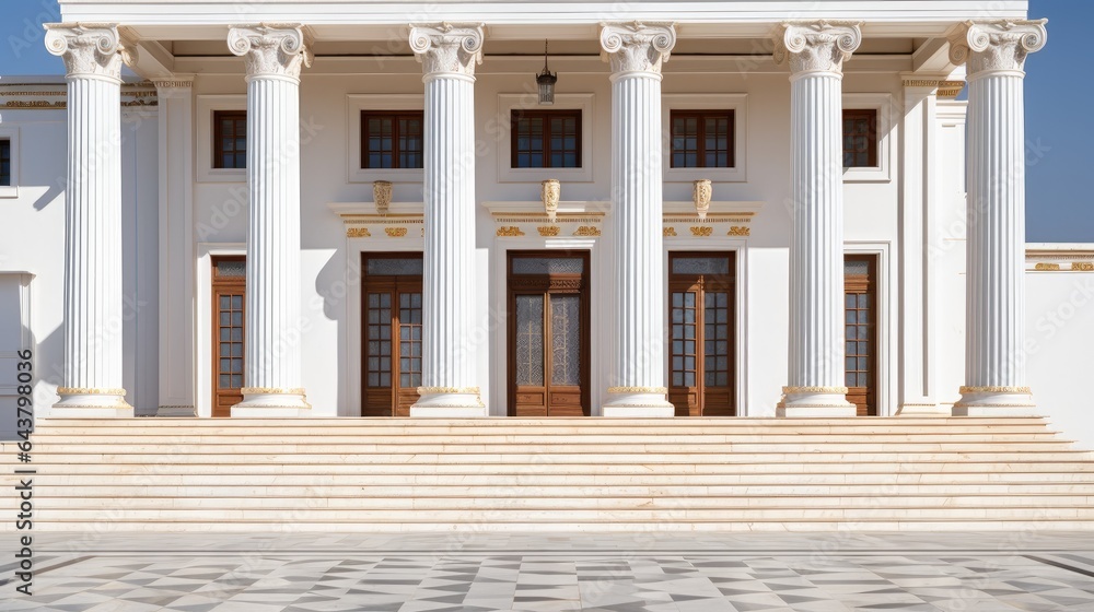 Obraz premium striking image that the symbolism of the courthouse entrance colonnade.
