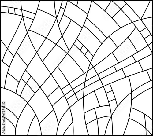 Vector sketch of a stained glass window. Vintage pattern. Abstract stained glass background. Art Nouveau decor for interior. Luxury modern interior. Template for design. Fence. Iron railing.