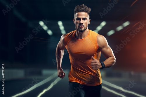 young sprinter athlete running in a treadmill race