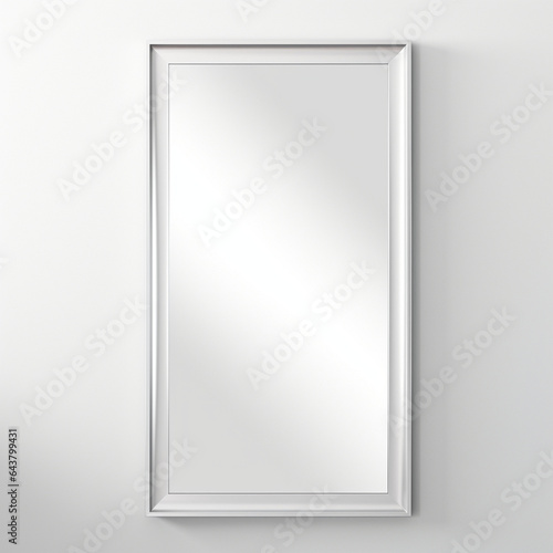 Fondo con detalle y textura de espejo con marco fino de tono blanco sobre superficie clara