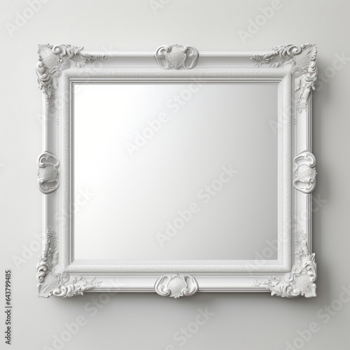 Fondo con detalle y textura de espejo con marco blanco de madera 