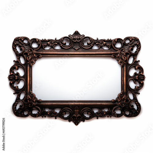 Fondo con detalle y textura de marco de madera de tonos marrones sobre superficie de color blanco