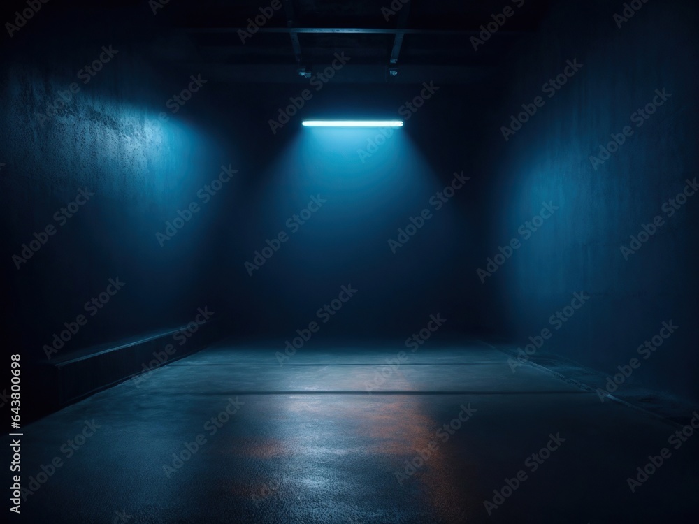 Illuminated Blue Background in Dark Indoor Setting
